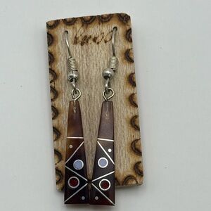 Geometric Brown Dangle Earrings